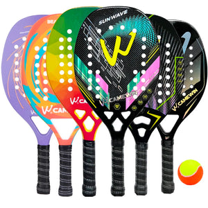 CAMEWIN High Quality 3K Carbon and Glass Fiber Beach Tennis Racket Soft Rough Surface Tennis Racquet with Bag and Ball Option